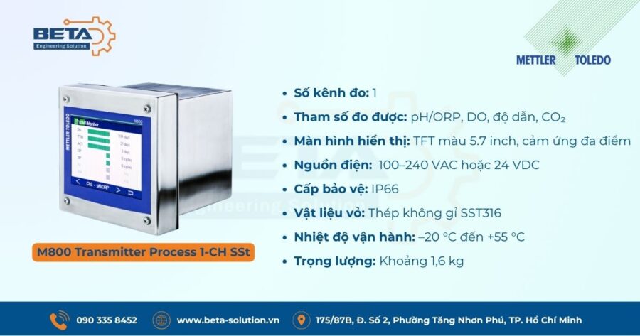 Thông số bộ truyền tín hiệu M800 Process 1-CH SST