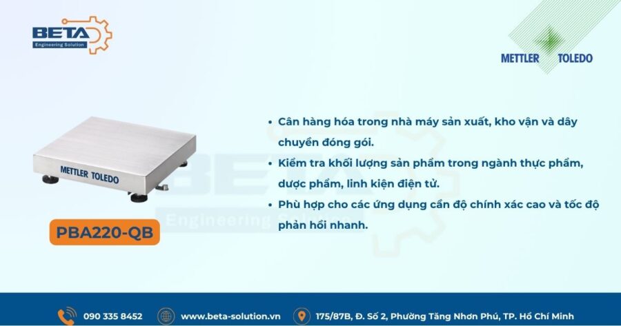 Ứng dụng Bệ cân điện tử PBA220-QB