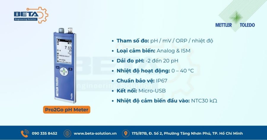 Thông số máy đo pH cầm tay Pro2Go