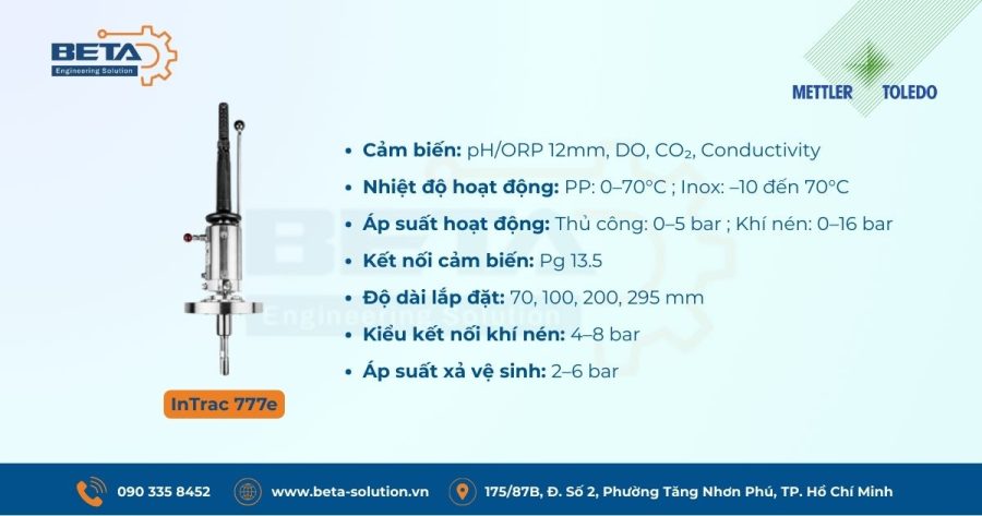 Thông số vỏ cảm biến dẫn điện InTrac 777e