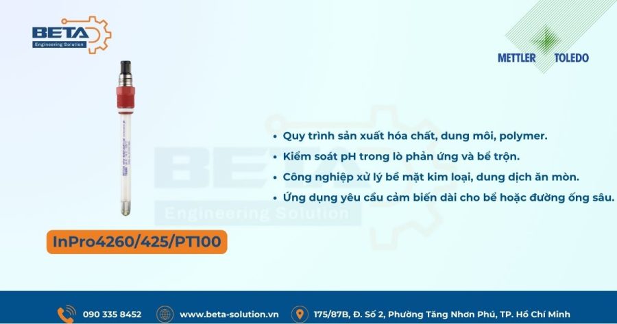 Ứng dụng Cảm biến pH InPro4260/425/PT100