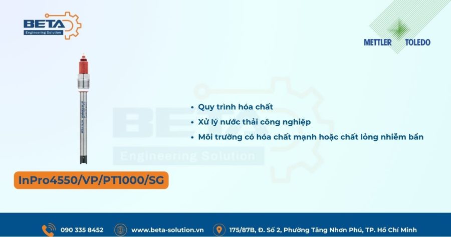 Ứng dụng Cảm biến pH InPro4550/VP/PT1000/SG